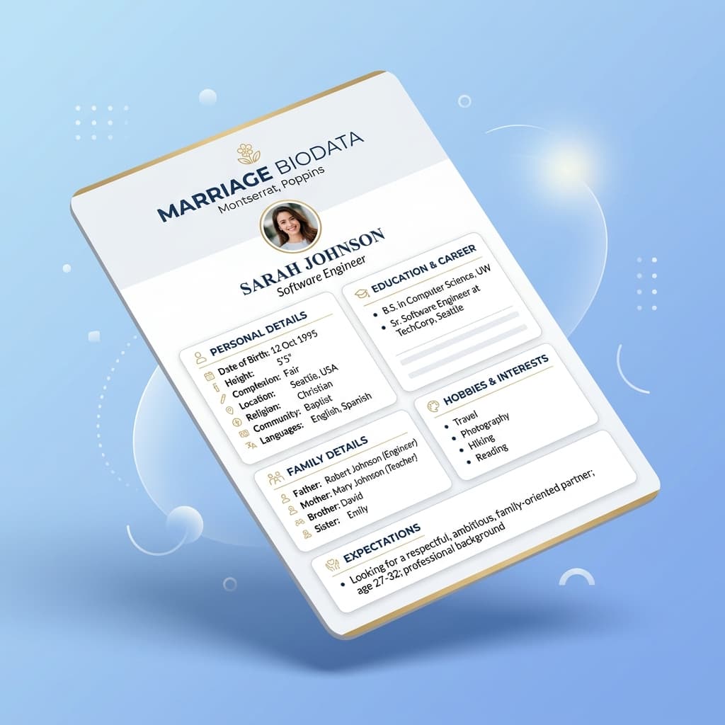 Biodata Mockup showing modern design layout